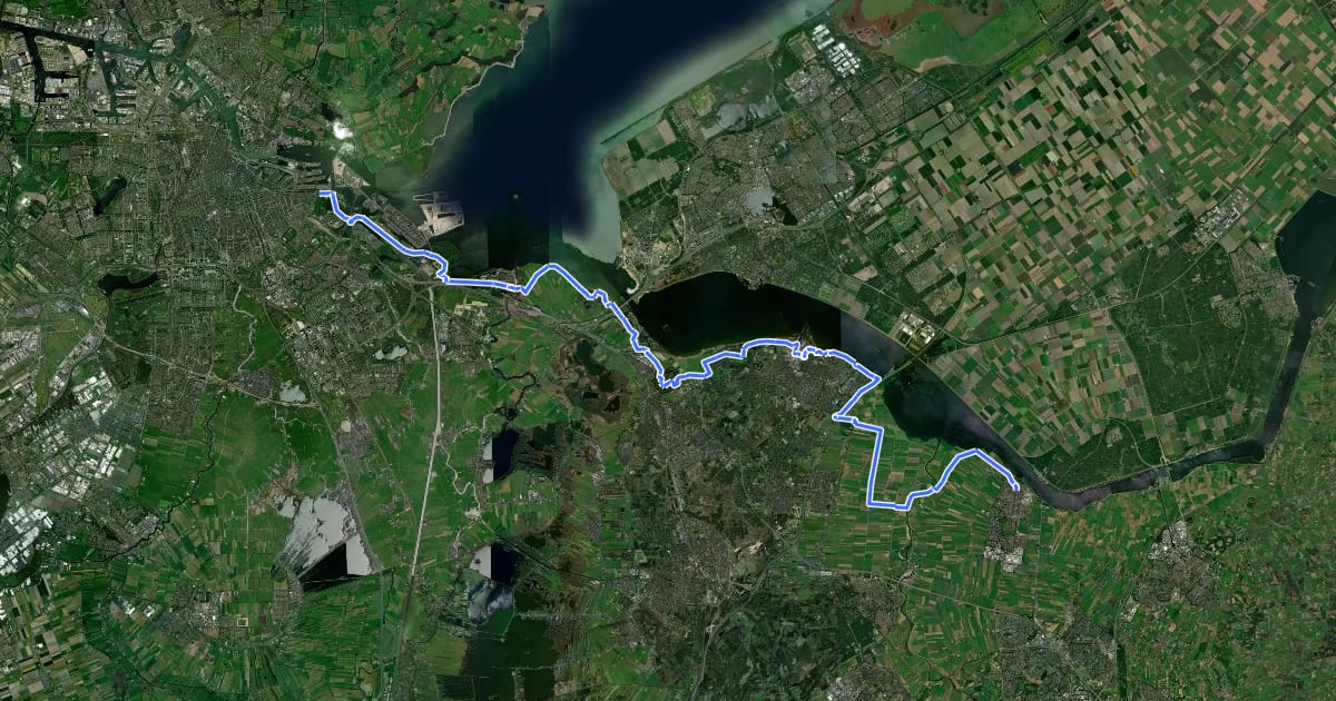 Маршрут LF Zuiderzeeroute - 08 - Spakenburg - Amsterdam на спутниковом снимке