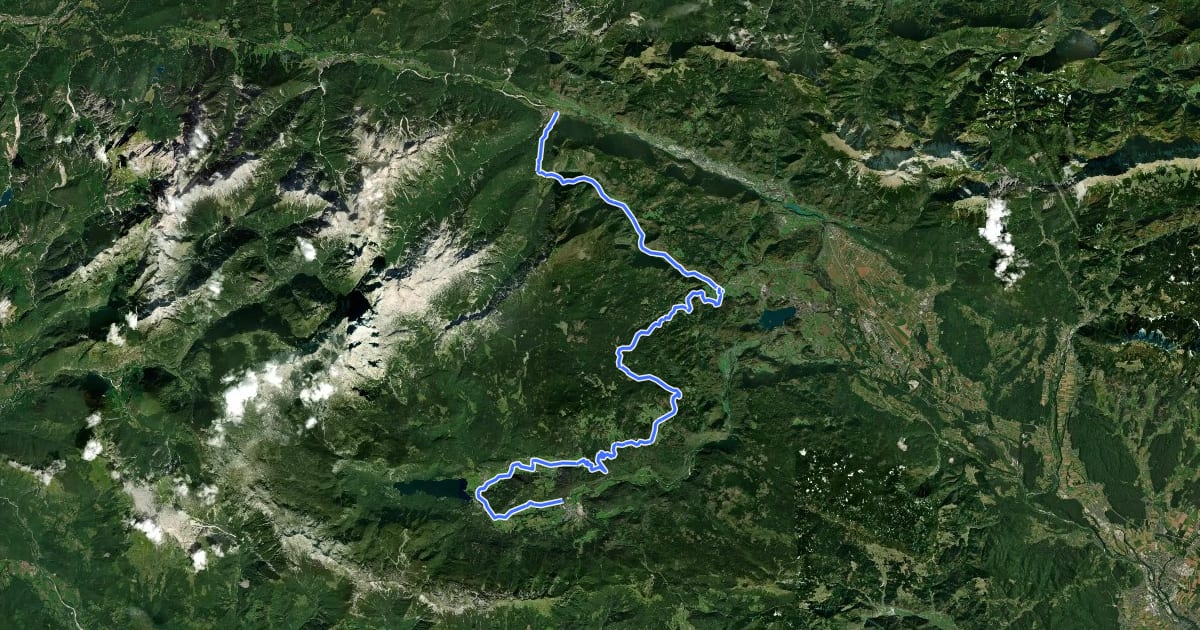 Маршрут LG-1 (Mojstrana - Bohinjsko Jezero - Bohinska Bistrica) на спутниковом снимке