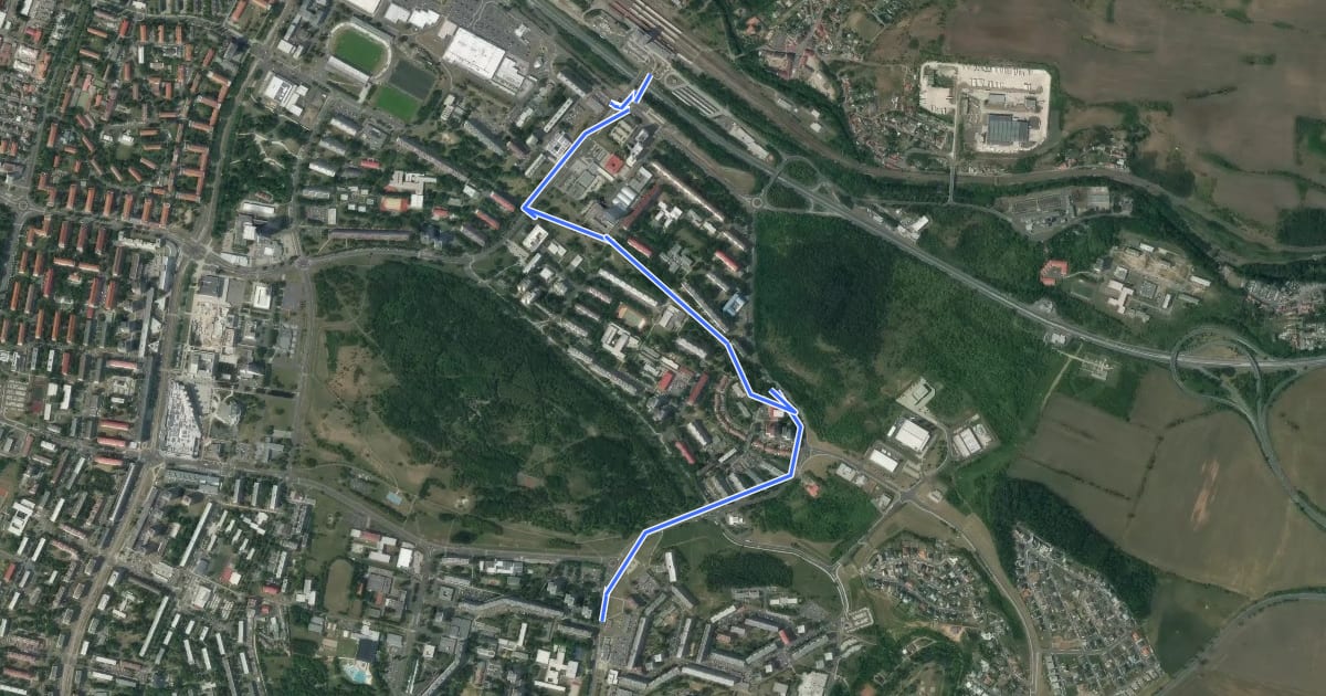 Маршрут Liščí vrch - Nádraží на спутниковом снимке