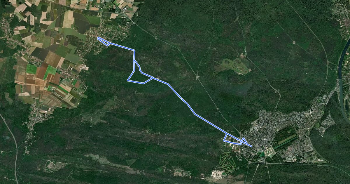 Маршрут Liaison Fontainebleau-Barbizon на спутниковом снимке