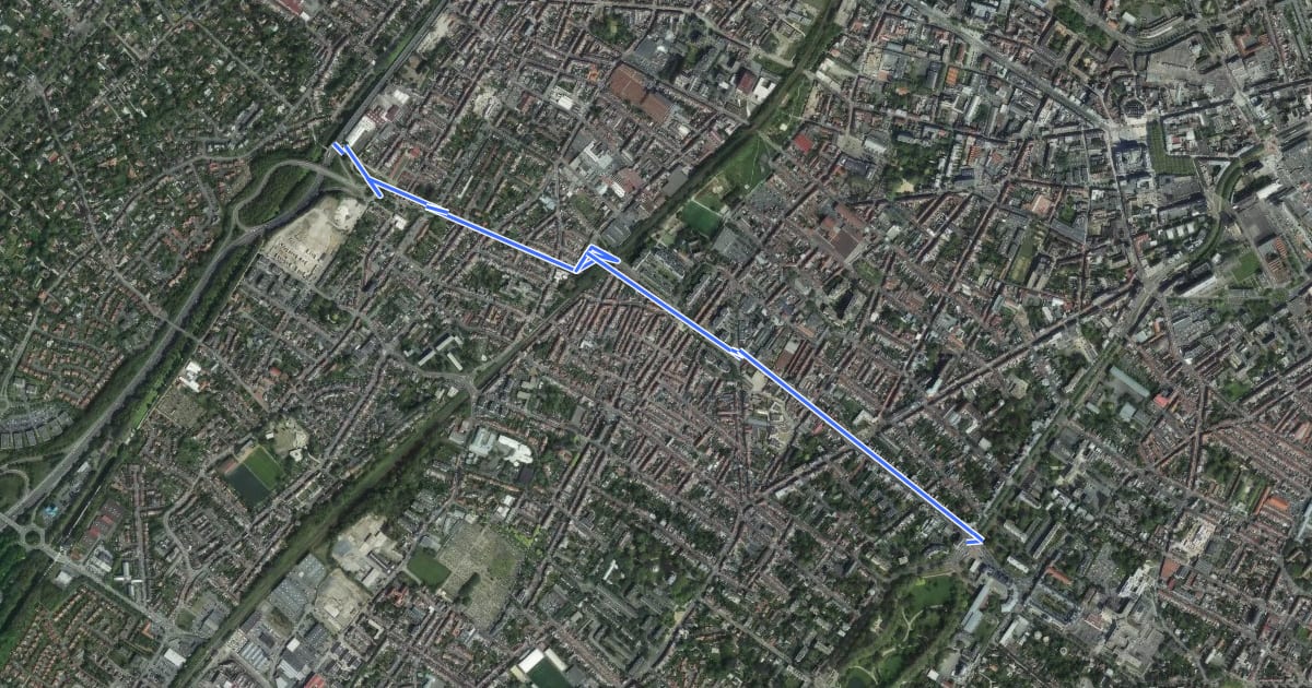 Маршрут Liaison Parc Barbieux<>Veloroute du Canal de Roubaix на спутниковом снимке