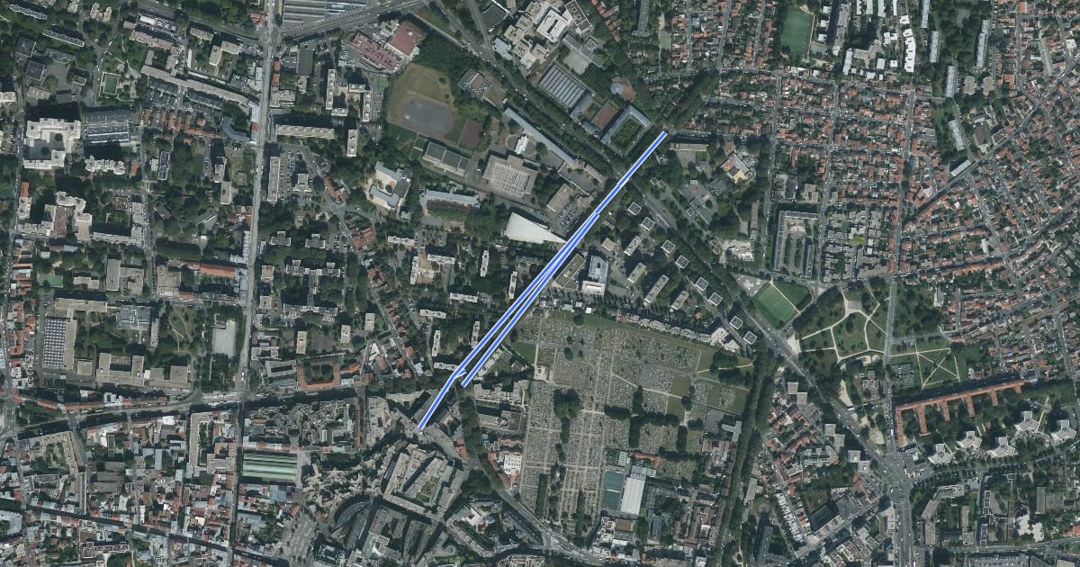 Маршрут Liaison Saint-Denis<>Universite Paris VIII на спутниковом снимке