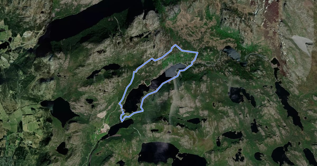 Маршрут Liarvatnet rundt на спутниковом снимке