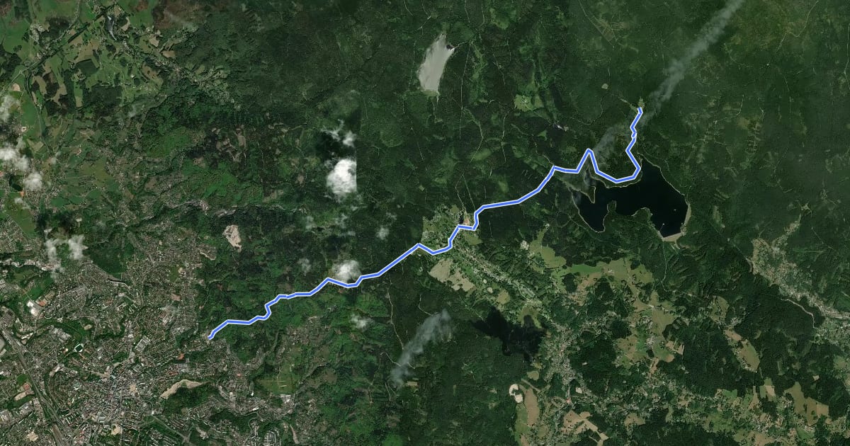 Маршрут [Č] Liberec - Bedřichov - Kristiánov на спутниковом снимке