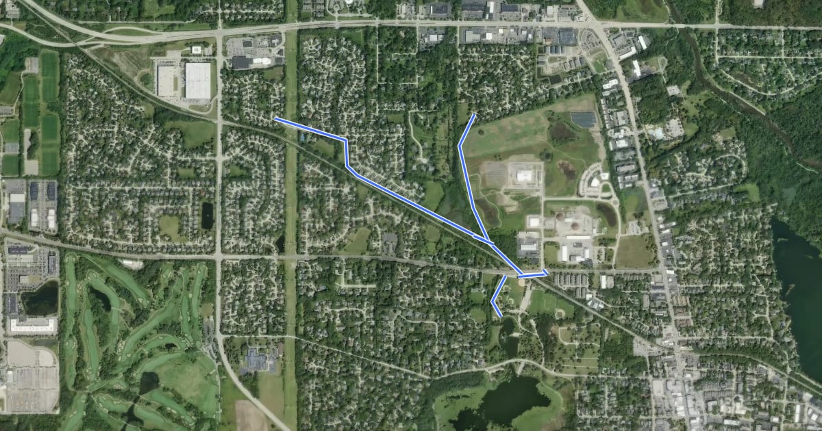 Маршрут Libertyville Bike Paths на спутниковом снимке