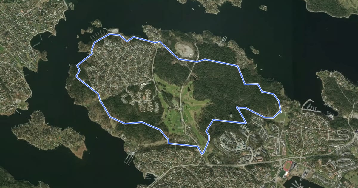 Маршрут Lidingöloppet 10 km на спутниковом снимке