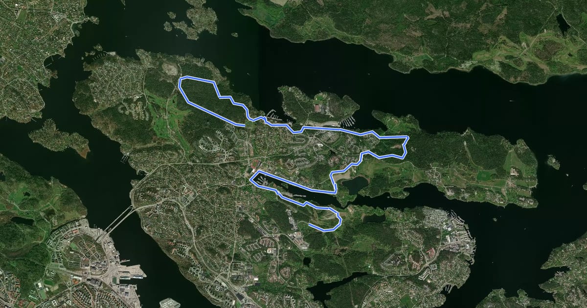 Маршрут Lidingöloppet 15 km на спутниковом снимке