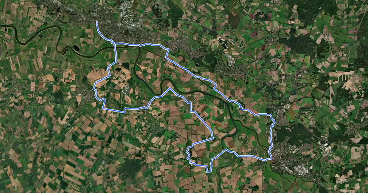 Маршрут Liebestour Radweg на спутниковом снимке