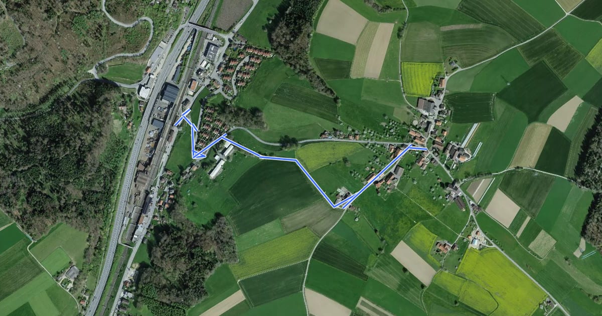 Маршрут Liebewil - Thörishaus Station на спутниковом снимке
