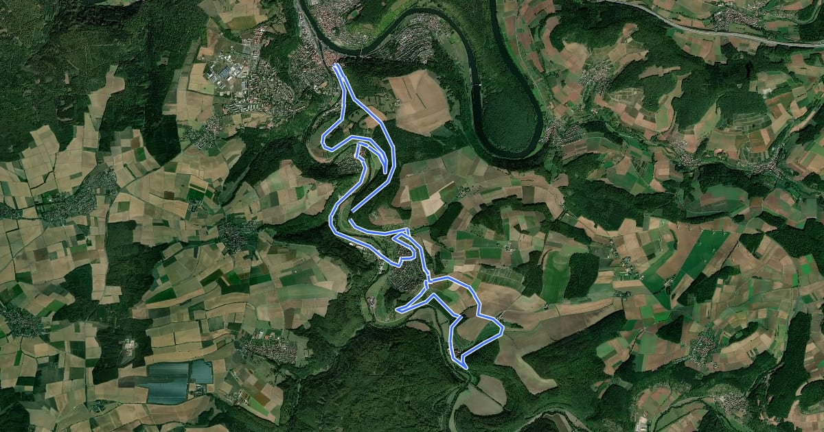 Маршрут Liebliches Taubertal – Ehemaliger Rundwanderweg 3 – Wein und Glaube на спутниковом снимке