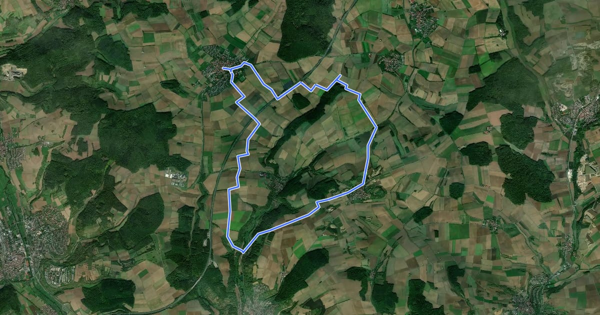 Маршрут Liebliches Taubertal – Rundwanderweg 11 – Zum Doppeloktogon на спутниковом снимке