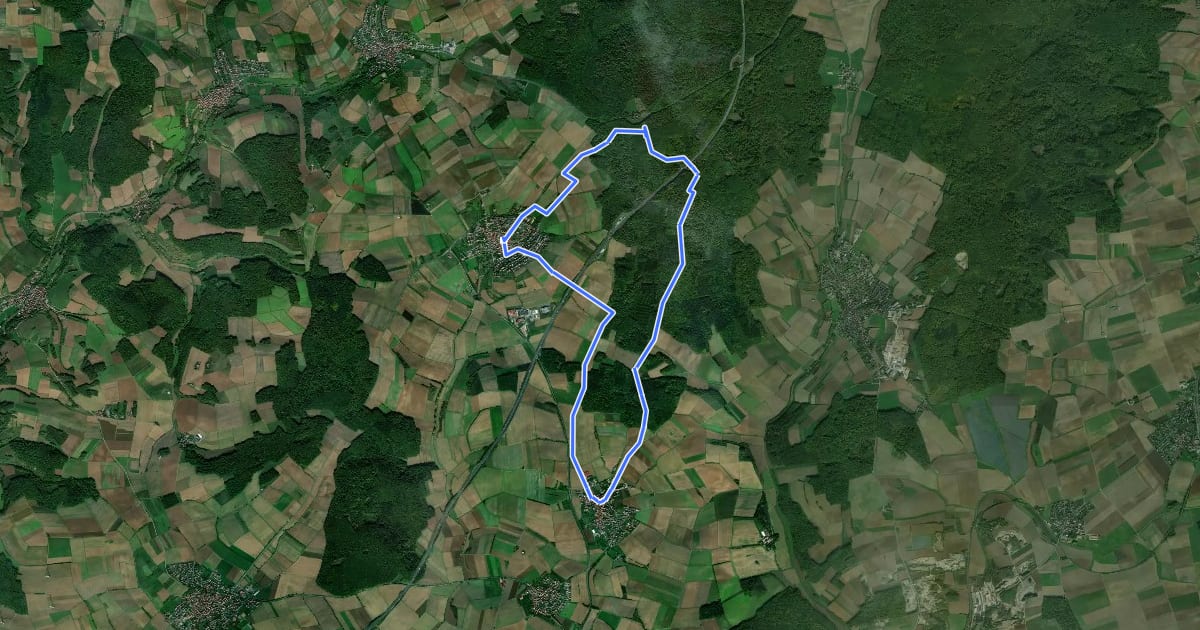 Маршрут Liebliches Taubertal – Rundwanderweg 12 – Bildstöcke und Wegkreuze на спутниковом снимке