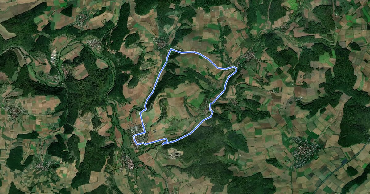 Маршрут Liebliches Taubertal – Rundwanderweg 7 – Muschelkalk und Orchideen на спутниковом снимке