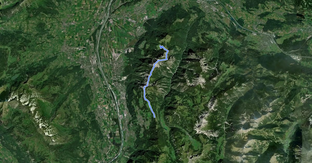 Маршрут Liechtensteiner Panoramaweg на спутниковом снимке