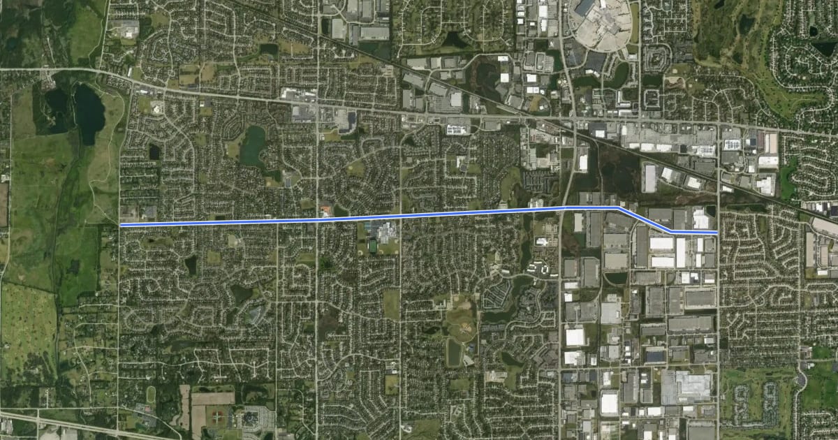 Маршрут Lies Road Bicycle Path на спутниковом снимке