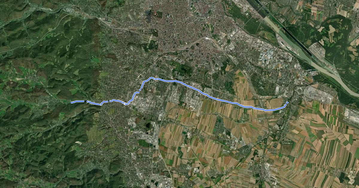 Маршрут Liesingbachradweg на спутниковом снимке