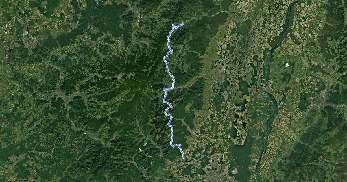 Маршрут Ligne de Front 1914/1918 на спутниковом снимке
