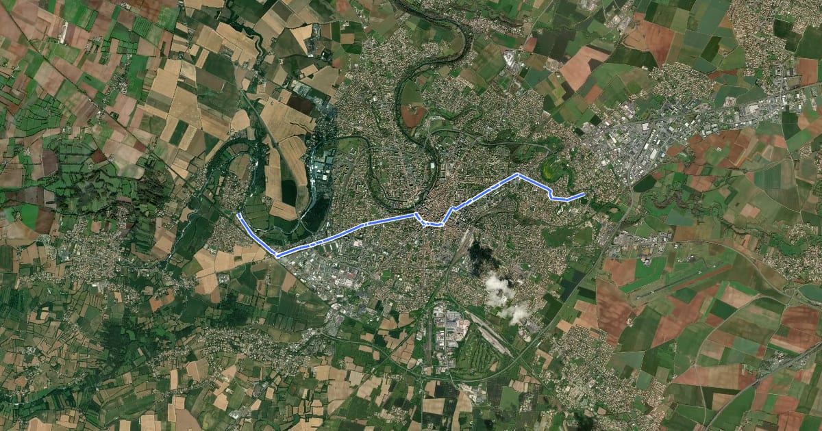 Маршрут Ligne n°1 : Saint-Liguaire - Mendes France на спутниковом снимке