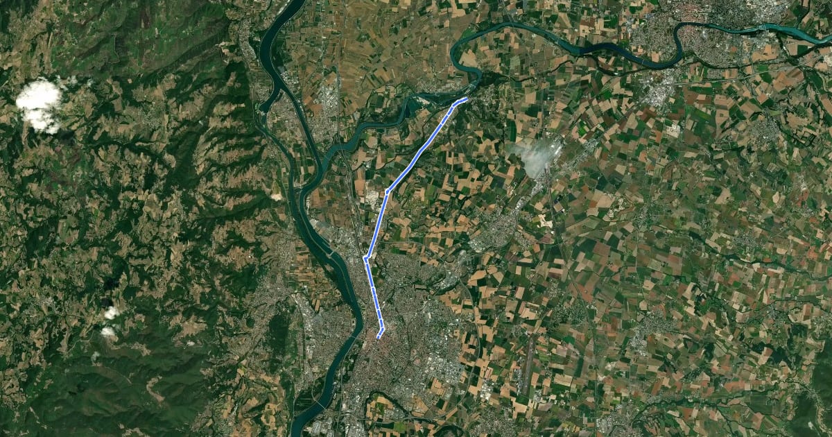 Маршрут Ligne Valence - Châteauneuf-sur-Isère на спутниковом снимке