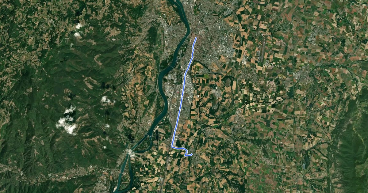 Маршрут Ligne Valence - Etoile-sur-Rhône на спутниковом снимке