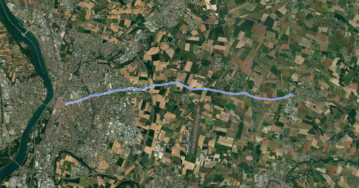 Маршрут Ligne Valence - Montélier на спутниковом снимке