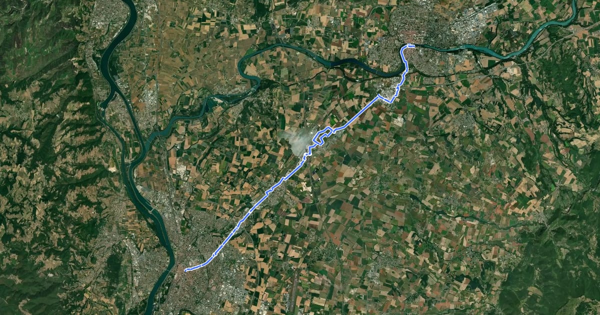 Маршрут Ligne Valence - Romans-sur-Isère на спутниковом снимке