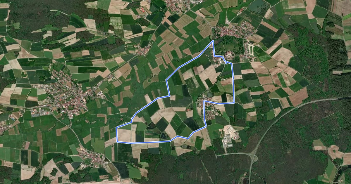 Маршрут Limbacher Weg Pommersfelden на спутниковом снимке