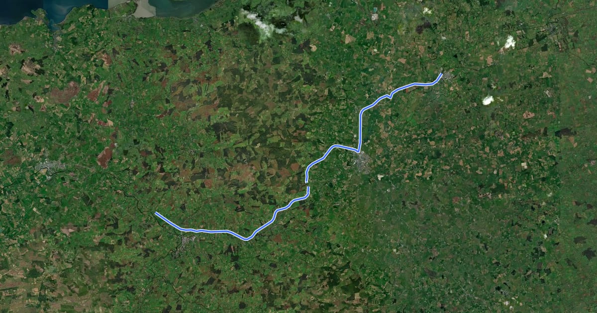 Маршрут Limerick Greenway на спутниковом снимке