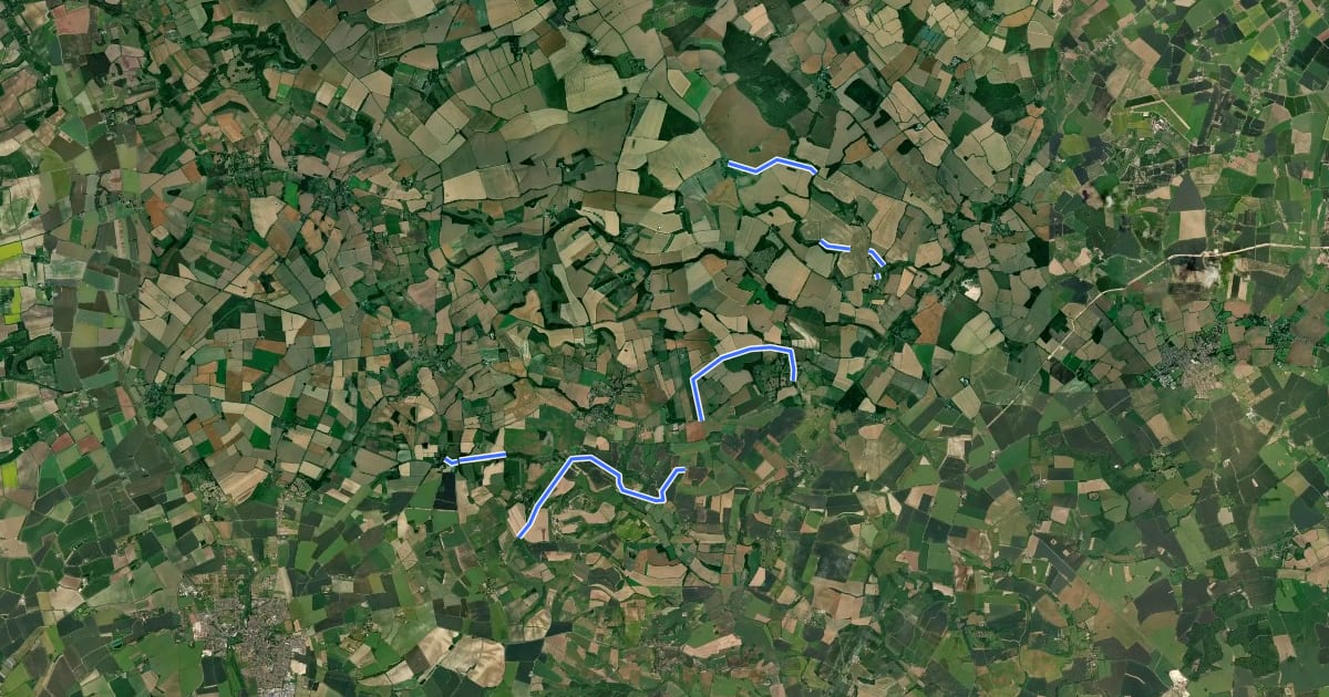 Маршрут Lincolnshire Wolds Way на спутниковом снимке