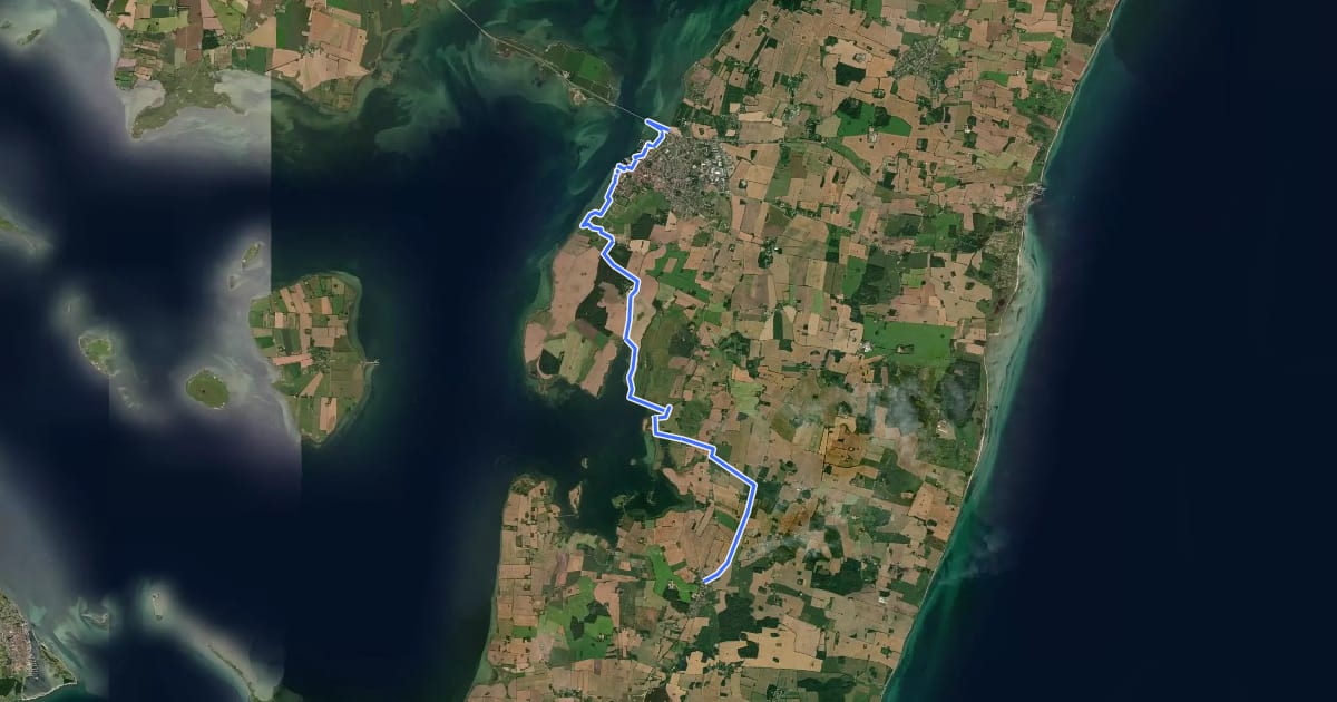 Маршрут Lindelse - Rudkøbing на спутниковом снимке