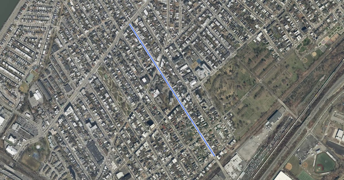 Маршрут Linden Avenue на спутниковом снимке