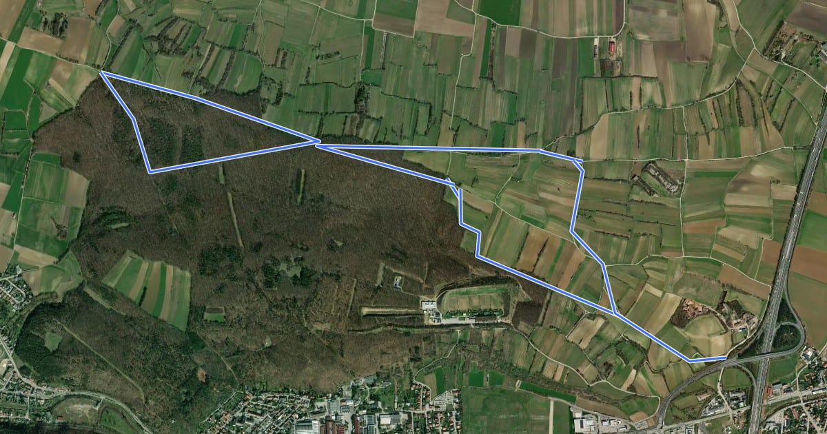 Маршрут Lindenberg (bei Hirtenberg) Rundwanderweg на спутниковом снимке