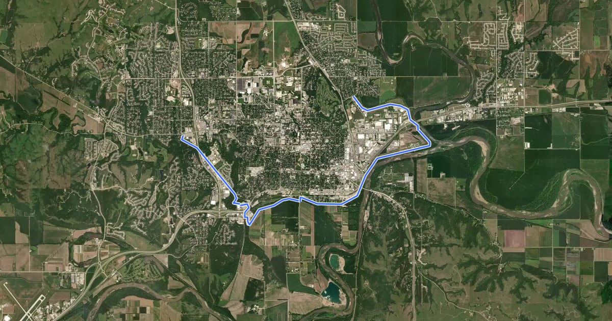 Маршрут Linear Trail на спутниковом снимке