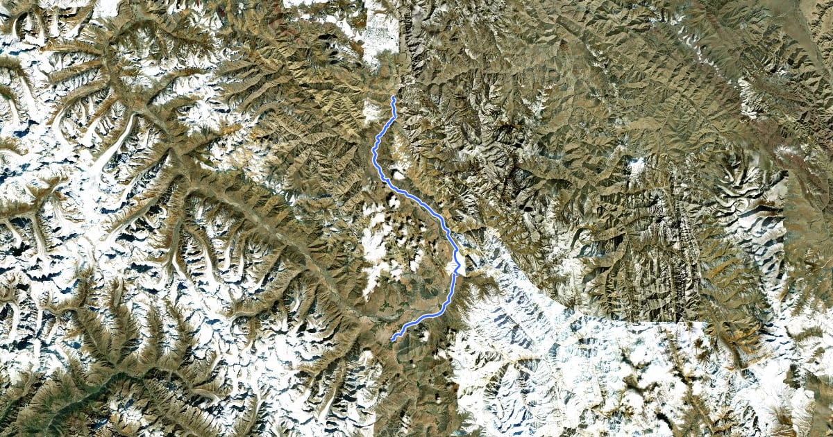 Маршрут Lingshed junction to Padum на спутниковом снимке