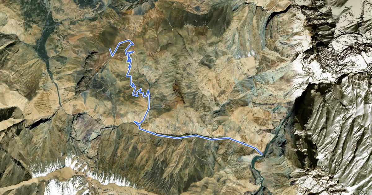 Маршрут Lingshed to Zanskar на спутниковом снимке