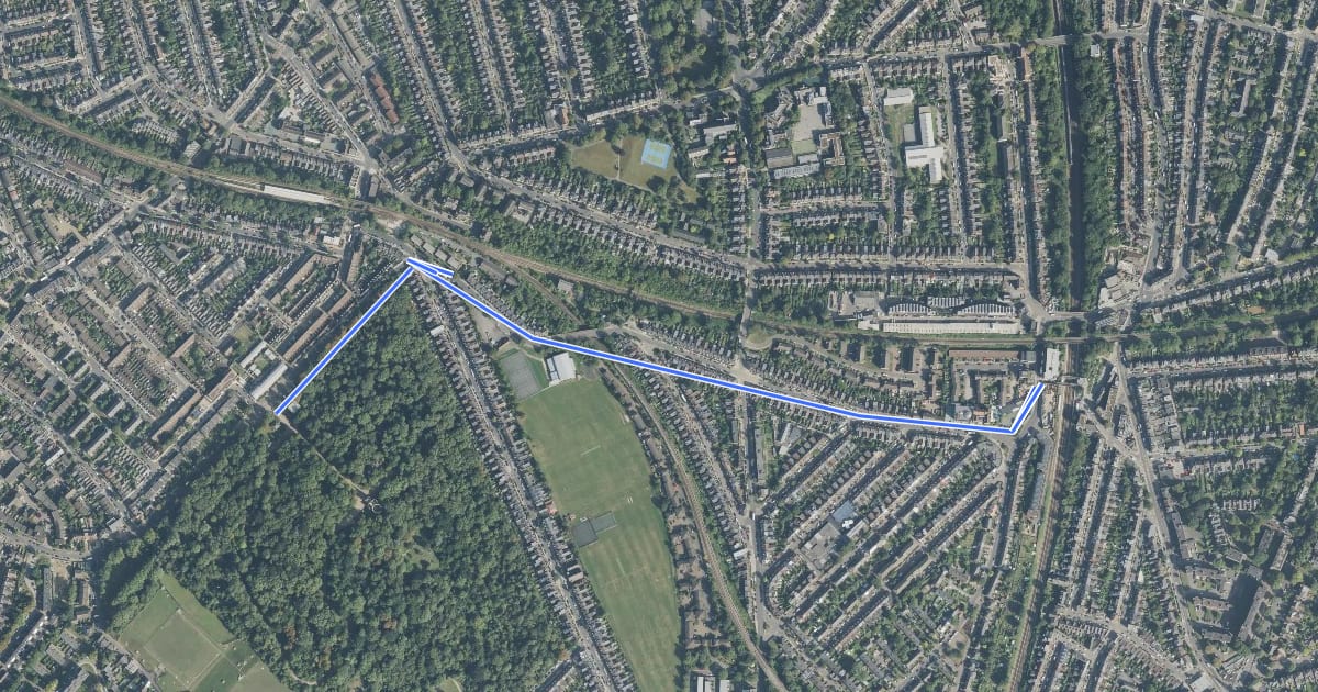 Маршрут link to Brockley station на спутниковом снимке