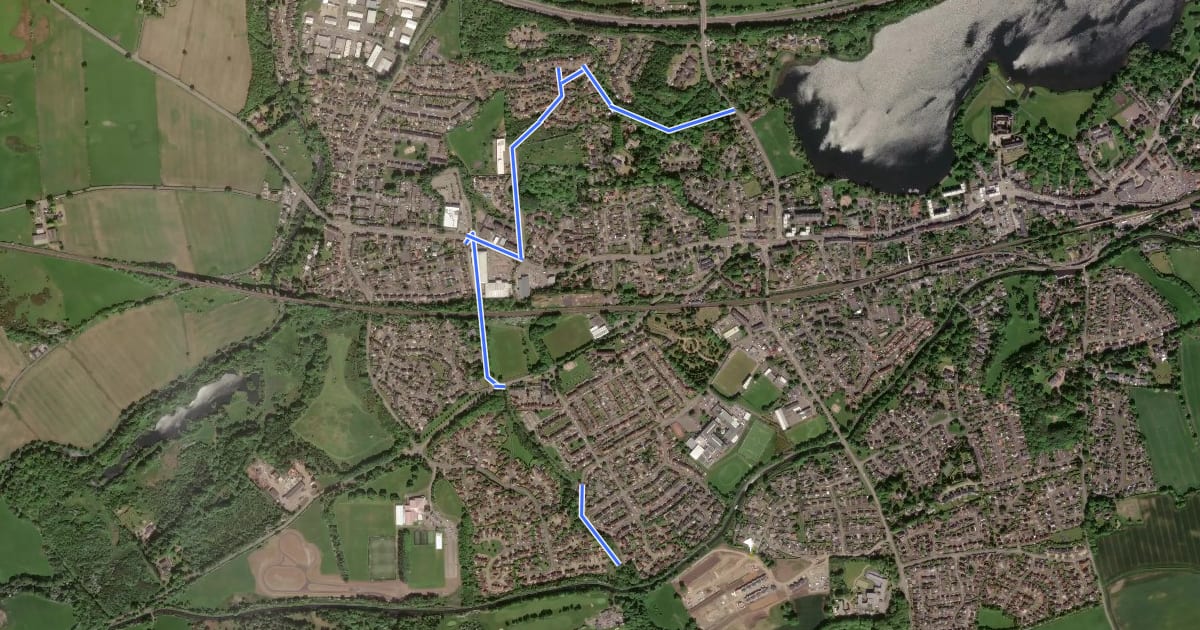 Маршрут Linlithgow Loch to Union Canal Link на спутниковом снимке