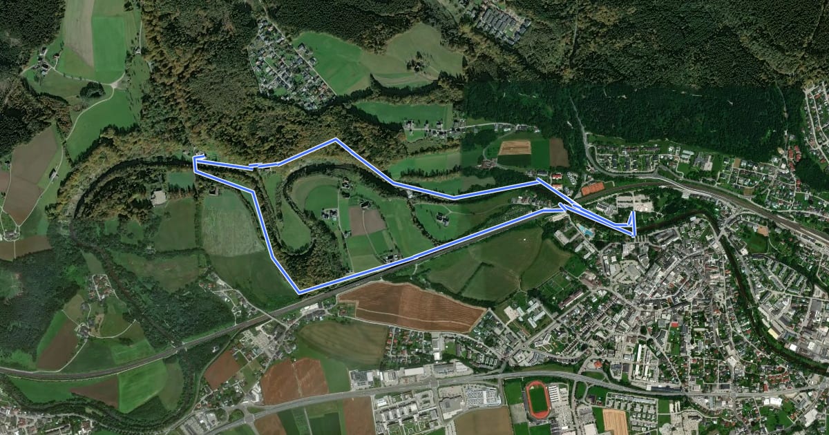 Маршрут Lippeweg - Schlierwand на спутниковом снимке