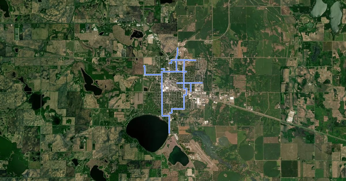 Маршрут Litchfield Bike Routes на спутниковом снимке