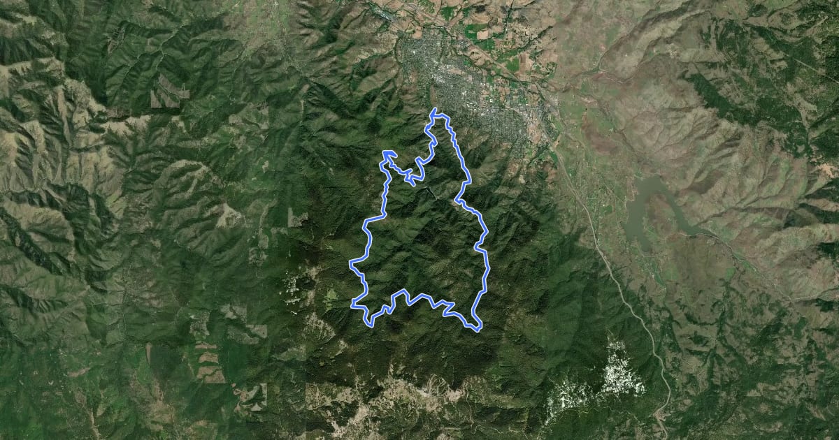 Маршрут Lithia Loop Trail на спутниковом снимке