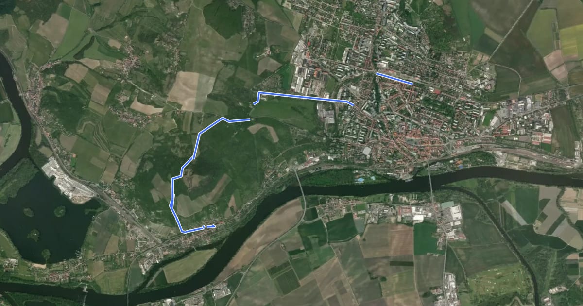 Маршрут [Ž] Litoměřice - Žalhostice на спутниковом снимке