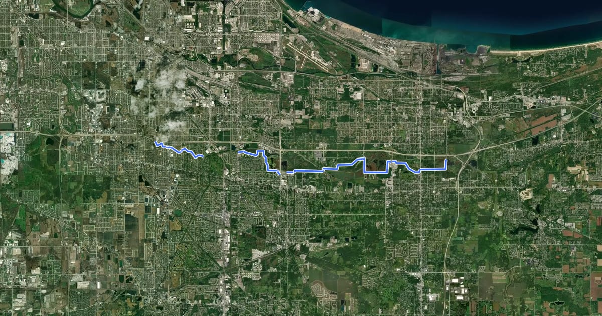 Маршрут Little Calumet River Levee Trail на спутниковом снимке