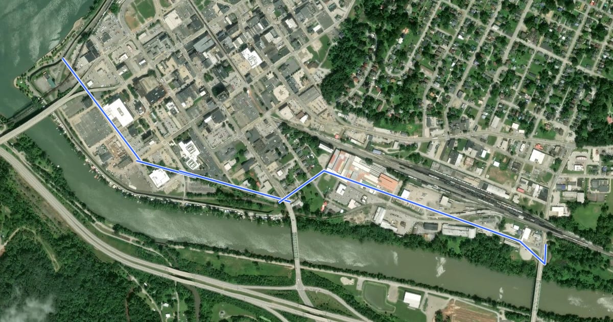 Маршрут Little Kanawha Connector на спутниковом снимке