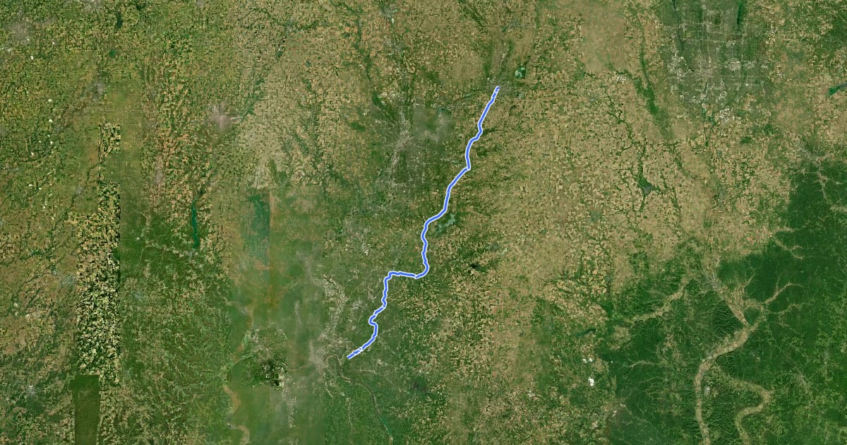 Маршрут Little Miami Scenic Trail на спутниковом снимке