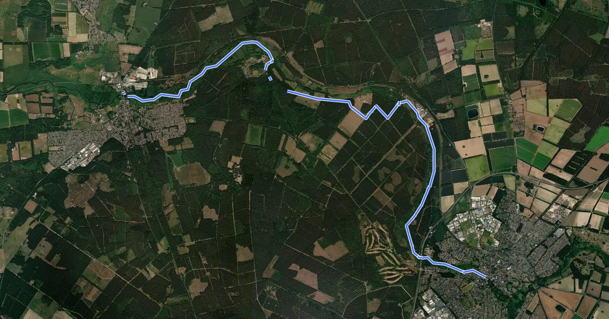 Маршрут Little Ouse Path на спутниковом снимке