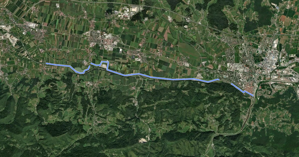 Маршрут Ljubljan - Kamnik- Vransko - Celje на спутниковом снимке