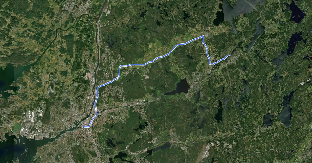 Маршрут Ljungleden etapp 1: Göteborg–Floda на спутниковом снимке