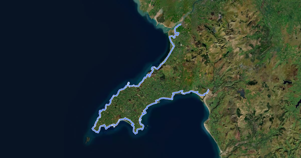 Маршрут Llŷn Coastal Path на спутниковом снимке