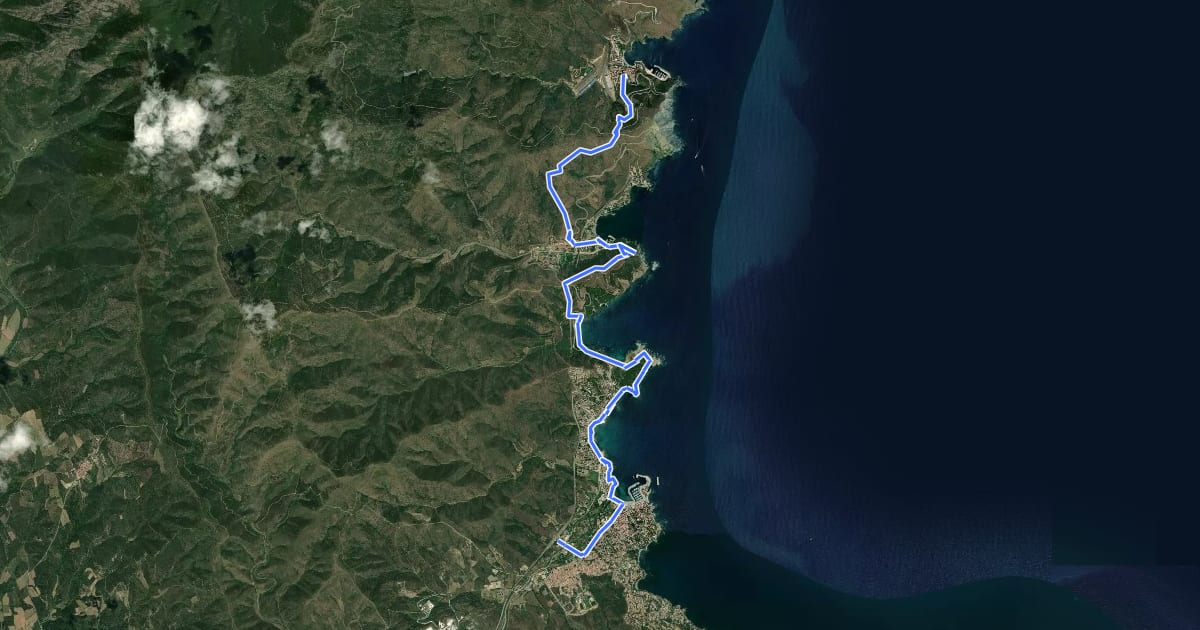 Маршрут Llançà a Colera i Porbou на спутниковом снимке