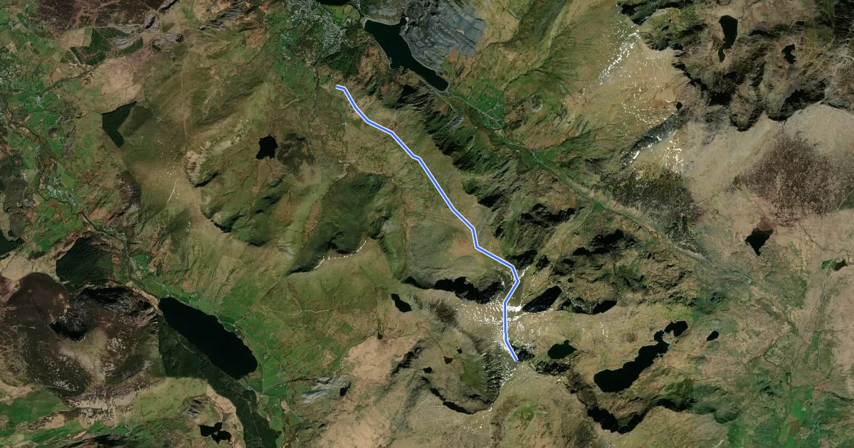 Маршрут Llanberis Path на спутниковом снимке